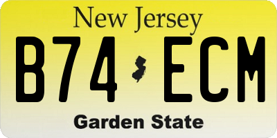 NJ license plate B74ECM