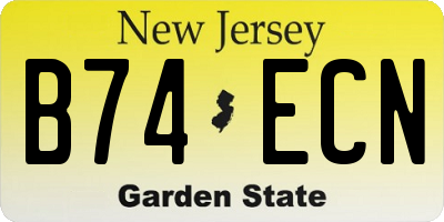NJ license plate B74ECN