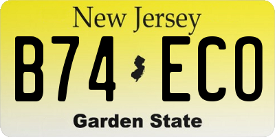NJ license plate B74ECO
