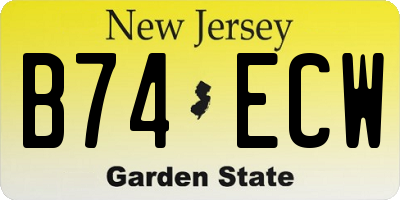 NJ license plate B74ECW