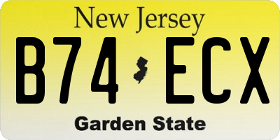 NJ license plate B74ECX