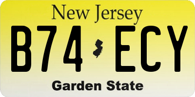 NJ license plate B74ECY