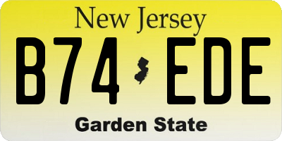NJ license plate B74EDE