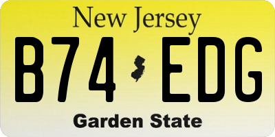 NJ license plate B74EDG
