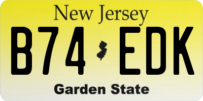 NJ license plate B74EDK