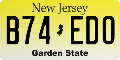 NJ license plate B74EDO