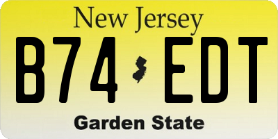 NJ license plate B74EDT