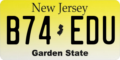 NJ license plate B74EDU