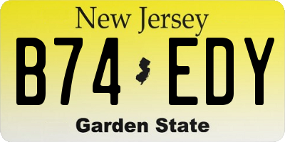 NJ license plate B74EDY