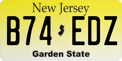 NJ license plate B74EDZ