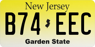 NJ license plate B74EEC