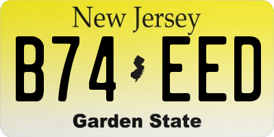 NJ license plate B74EED