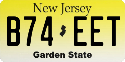 NJ license plate B74EET