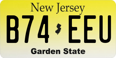 NJ license plate B74EEU