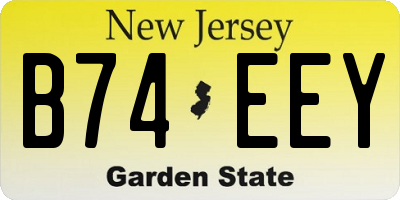 NJ license plate B74EEY