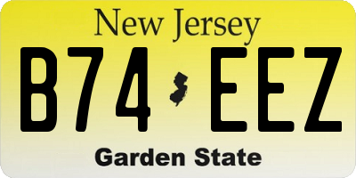 NJ license plate B74EEZ