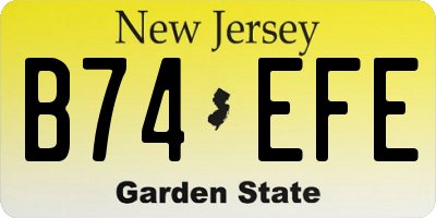 NJ license plate B74EFE