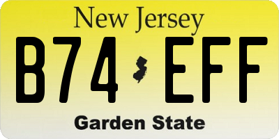 NJ license plate B74EFF