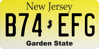 NJ license plate B74EFG