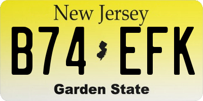 NJ license plate B74EFK