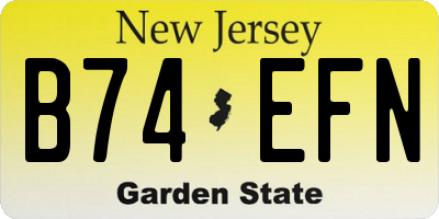 NJ license plate B74EFN