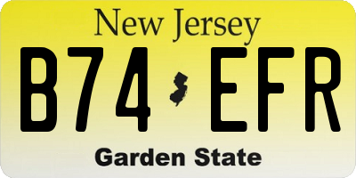NJ license plate B74EFR