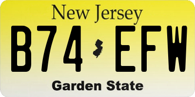 NJ license plate B74EFW