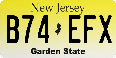 NJ license plate B74EFX