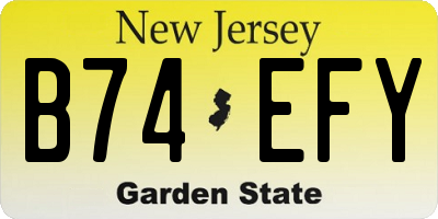 NJ license plate B74EFY