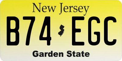 NJ license plate B74EGC