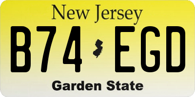 NJ license plate B74EGD