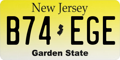NJ license plate B74EGE