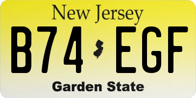 NJ license plate B74EGF