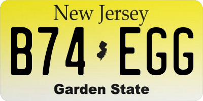 NJ license plate B74EGG