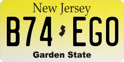 NJ license plate B74EGO