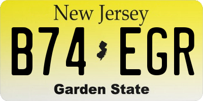 NJ license plate B74EGR
