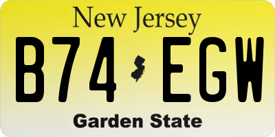 NJ license plate B74EGW