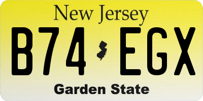 NJ license plate B74EGX