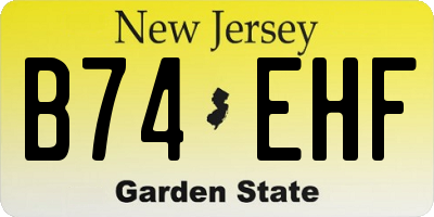 NJ license plate B74EHF