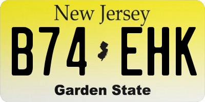 NJ license plate B74EHK