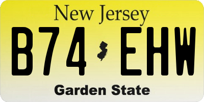 NJ license plate B74EHW