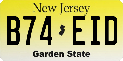 NJ license plate B74EID