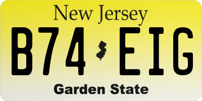 NJ license plate B74EIG