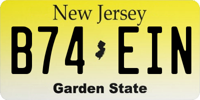 NJ license plate B74EIN