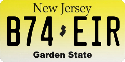 NJ license plate B74EIR