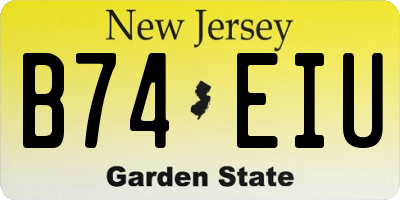 NJ license plate B74EIU