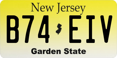 NJ license plate B74EIV