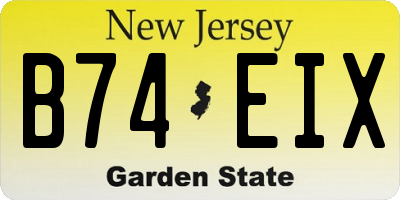 NJ license plate B74EIX