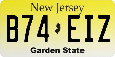 NJ license plate B74EIZ