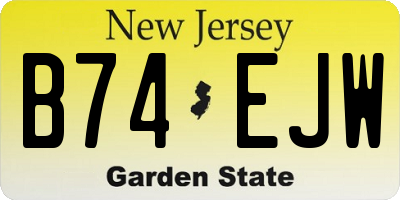 NJ license plate B74EJW